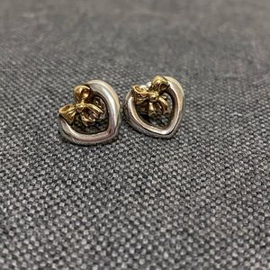 Tiffany & Co Vintage 18k G/S Heart Bow Earrings
